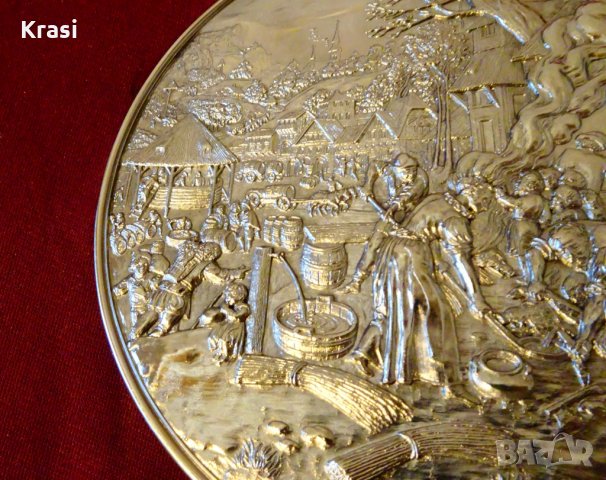 Есен релефно пано,плакет,медал,картина от калай на WMF. , снимка 4 - Антикварни и старинни предмети - 27711259