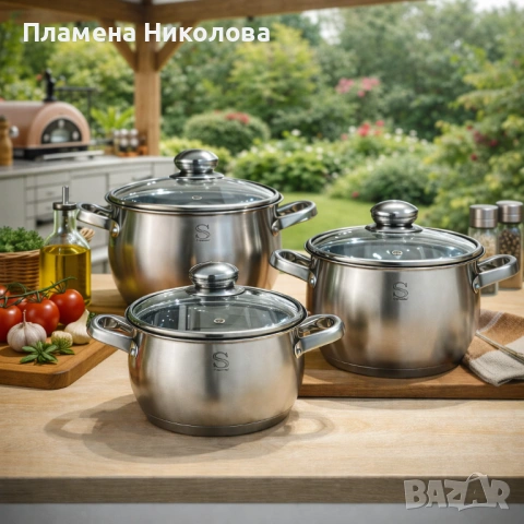 Комплект тенджери Swissgold EMMIE (SG-18099) – 3 броя с 5-слойно капсуловано дъно, снимка 2 - Съдове за готвене - 53086567