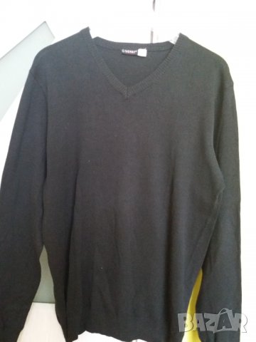Мъжки черен пуловер LIVERGY шпиц 70 % вълна, снимка 4 - Пуловери - 34668361