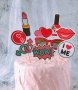 9 бр дамски аксесоари козметика картонени топери клечки декор за торта парти, снимка 1 - Други - 33153839