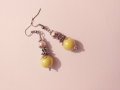 Красиви Барокови обеци с естествена бяла перла и жълти перли с орнаменти в цвят Сребро , снимка 5