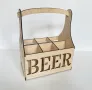 Дървена кошница за бира – 6 бутилки с персонализиран надпис, снимка 2