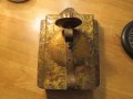 Старинен метален свещник с свещ от 70те с надпис - занаятчийска красива изработка за твоята механа, снимка 1 - Декорация за дома - 39120616