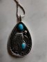Сребърна верижка с медальон и тюркоази, снимка 3