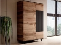 Гардероб RANDOM S-1 двукрил дъб вотан/черно Код P1193, снимка 3