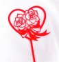 Рози с пандела в сърце червен твърд акрил топер украса за торта рожден ден повод, снимка 1 - Други - 28094898