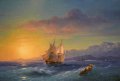 Айвазовски, ”Кораб по залез край нос Мартин”, морски пейзаж, картина