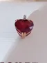 Златен медальон с диаманти и сърце от гранат/розово злато/, снимка 2