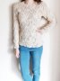 Ръчно плетена блуза, цвят екрю с ажурни мотиви, снимка 1 - Блузи с дълъг ръкав и пуловери - 26678961