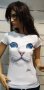 Страхотна нова дамска тениска с 3D принт котка със сини очи, снимка 3