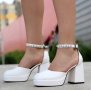Сандали на ток - бяла кожа - VSN3, снимка 2