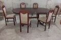 Комплект масивна разтегателна маса с 6 стола, снимка 1