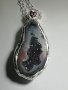 Сребърно колие с геода и сапфир , снимка 1