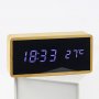 Часовник от истински бамбук - LED сензор за звук, аларма, температура, снимка 2