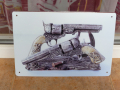 Метална табела разни револвери гравирани патрон уестърн пистолети, снимка 1