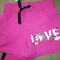 Къси панталонки за момиче, розов цвят, с картинка конче, снимка 2 - Детски къси панталони - 36831431