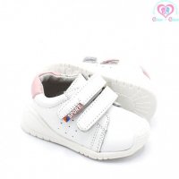 №19-№24, Бебешки обувки за момиче BUBBLE KIDS, бели с розов акцент, снимка 5 - Бебешки обувки - 32391907