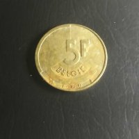 Белгия, 5 франка 1988, холандски текст, Belgium, Belgien, снимка 1 - Нумизматика и бонистика - 28821505