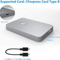 Четец на карти CFexpress USB 3.1 Gen 2 10Gbps CFExpress Reader, алуминиев ,Thunderbolt 3, снимка 2 - Чанти, стативи, аксесоари - 34830560