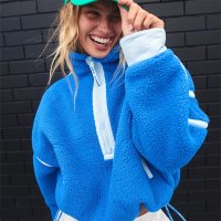 Нов дамски едноцветен ежедневен плетен пуловер с половин цип и висока яка, 2цвята - 023, снимка 3 - Блузи с дълъг ръкав и пуловери - 43343690