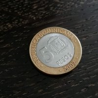 Mонета - Доминикана - 5 песо | 2002г., снимка 1 - Нумизматика и бонистика - 27449366