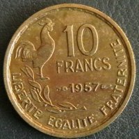 10 франка 1957, Франция, снимка 1 - Нумизматика и бонистика - 28433139