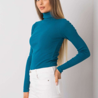 Дамска блуза с поло яка - Тюркоаз L/XL, снимка 3 - Блузи с дълъг ръкав и пуловери - 44925996