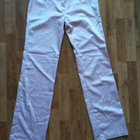 Бял сатенен панталон на райета, снимка 1 - Панталони - 28766953