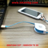 Телескопичен USB кабел 2в1 за адроид смартфони и Iphone - код 1985, снимка 7 - Други - 26900416