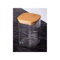 Квадратен стъклен буркан с дървена капачка, различни размери, снимка 4 - Кутии за храна - 43425148