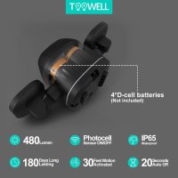 Toowell Безжични LED прожектори  Захранвани от батерии Външни IP65 Водоустойчиви Сензор за движение , снимка 5 - Прожектори - 43990929