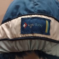 Детска зимна синя шушлякова шапка ушанка 50 см, снимка 2 - Шапки - 43331322