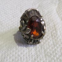 Старинен пръстен от бронз с голям камък и естествена патина за колекционери и ценители , снимка 1 - Пръстени - 33387591