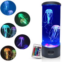 Настолна LED нощна лампа аквариум с медузи, снимка 1 - Настолни лампи - 43947089