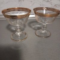 2 чаши от Мурано стъкло с гравюра и позлата, снимка 1 - Чинии - 43742707