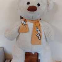 Голям бял плюшен мечок с шалче LOVE мечка - мече - мечо, снимка 4 - Плюшени играчки - 38085473