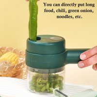 🥬 Комплект ръчна електрическа резачка за зеленчуци 4 в 1, снимка 6 - Аксесоари за кухня - 43184186