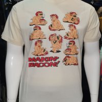 Нова мъжка забавна тениска с трансферен печат MAKIN' BACON с прасета , снимка 8 - Тениски - 28270778