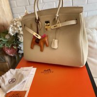 чанта Ермес Бъркин 35cm*HERMES BIRKIN 35 ETOUPE TOGO GOLD HARDWARE, снимка 9 - Чанти - 40743795