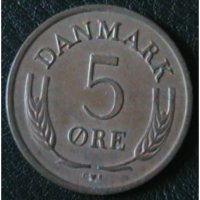 5 оре 1963, Дания, снимка 1 - Нумизматика и бонистика - 28377676