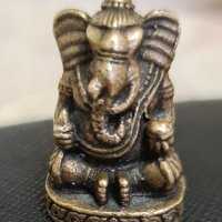 Бронзова миниатюра на божеството Ганеш, снимка 1 - Колекции - 43524699