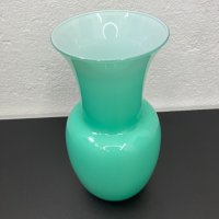 Стъклена ваза цвят тюркоаз. №4870, снимка 3 - Антикварни и старинни предмети - 43396875