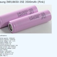 Батерия 18650 Samsung 3500mah 10A литиево йонна - НОВА, снимка 5 - Друга електроника - 43982340