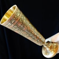 Древен бронзов бокал,клетъчен емайл. , снимка 1 - Антикварни и старинни предмети - 32667102