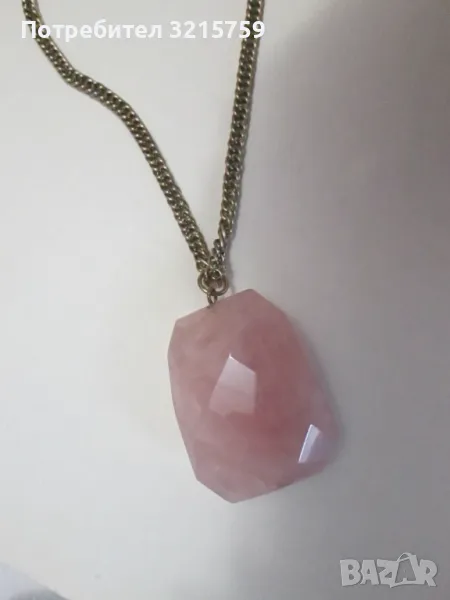 Красиво дамско колие ,голям розов кварц, снимка 1