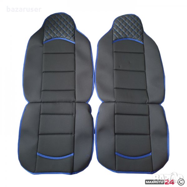 Комплект Универсални Калъфи за Седалки за МПС 2/два/броя к-т Черно със Синьо /31035, снимка 1