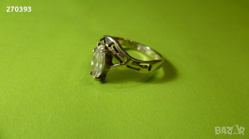 Сребърен пръстен с бял фасетиран кристал и елементи Версаче, снимка 1