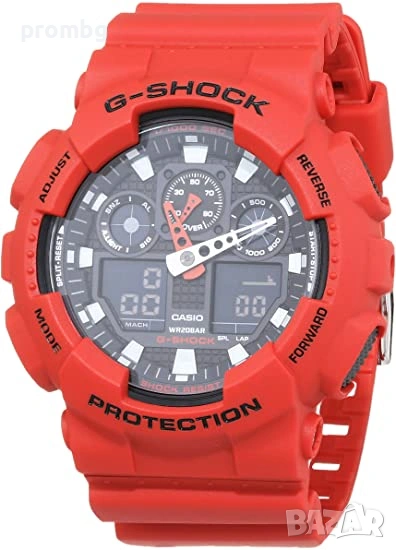 Мъжки часовник Casio G-SHOCK GA-100, черен, червен, внос от Германия, снимка 1