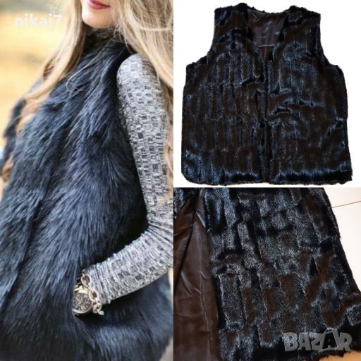 XXXL дамски елек от здрав еко косъм закочаване с клипси , снимка 1