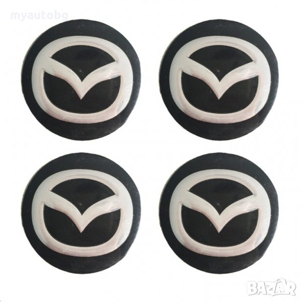 метални стикери за Мазда MAZDA 58мм 4 броя комплект емблеми за капачки, снимка 1